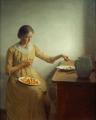 [A Young Girl cleaning Chanterelles]