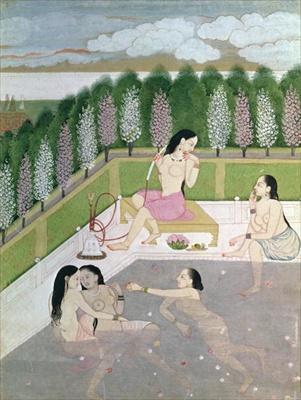 [Indian School - Girls Bathing, Pahari Style, Kangra School, Himachel Pradesh] 