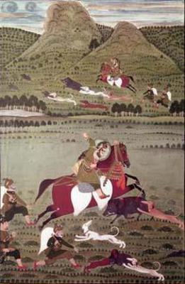 [Indian School - Maharana Jawan Singh of Mewar Hunting Wild Boar, Udaipur] 