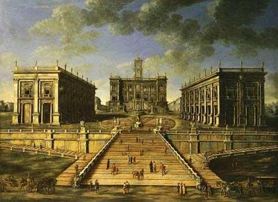 [Italian School - Piazza del Campidoglio and the Cordonata, Rome] 