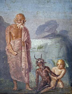 [Italian School - Pompeii Fresco, Fight between Cupid and Pan] 