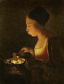 [Girl Blowing on a Brazier]