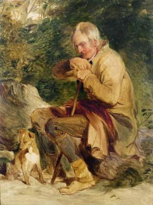 [Landseer - An Old Man and his Dog seated by a Road Side] 