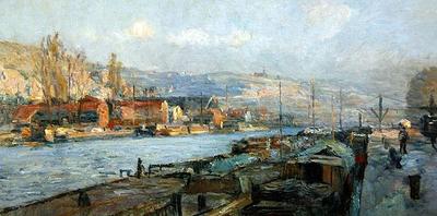 [Lebourg - The Ile Lacroix and the Cote Sainte-Catherine, Rouen, in the Evening] 