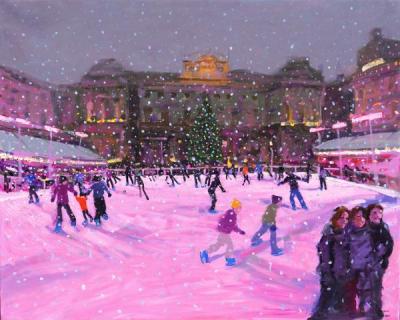 [Macara - Christmas Skating, Somerset House with Pink Lights] 