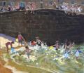 [Splashing in Tenby Harbour]