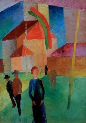 [Macke - Church Decorated with Flags] 