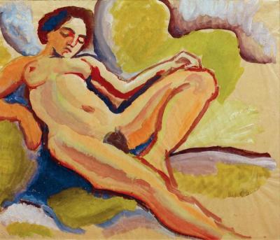 [Macke - Elizabeth, Wife of the Artist, Reclining Nude] 