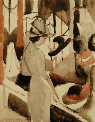 [Macke - Woman in Front of Hat Shop] 