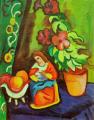 [Still life with Madonna, Petunia and Apples]