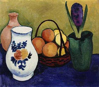 [Macke - White Jug with Flower and Fruit] 
