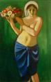 [Woman Carrying a Bowl with Flowers]