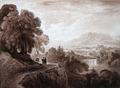 [Travellers on a Road above a River]