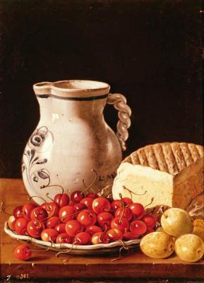 [Melendez - Still Life with Cherries, Cheese and Greengages] 