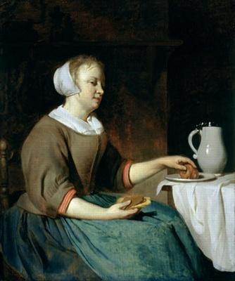[Metsu - Portrait of a Girl Seated at a Table] 