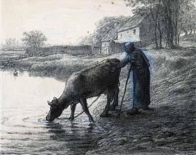 [Millet - Woman Taking her Cow to Water] 