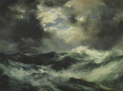 [Moran - Moonlit Shipwreck at Sea] 