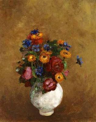 [Redon - Bouquet of Flowers in a White Vase] 