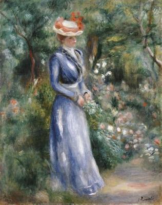 [Renoir - Woman in a Blue Dress Standing in the Garden at Saint-Cloud] 