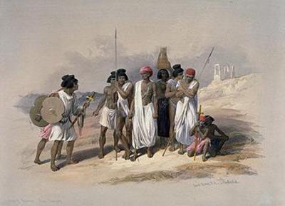 [Roberts - Group of Nubians at Wady Kardassy] 