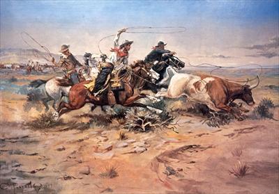 [Russell - Cowboys Roping a Steer, 1897] 