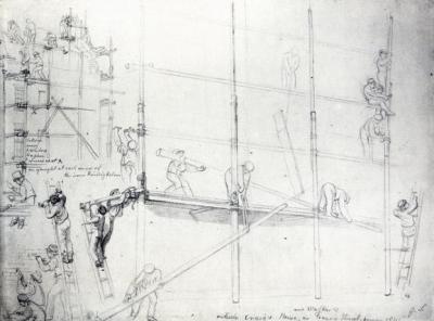 [Scharf - Putting up Scaffolding outside Craig's House, Francis Street, London] 
