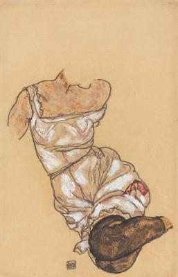 [Schiele - Female Torso in Lingerie and Black Stockings] 
