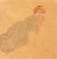 [Girl in Olive Coloured Dress with Propped Arm]