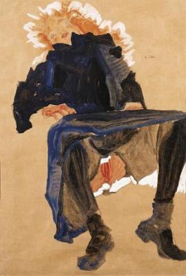 [Schiele - Reclining Girl in a Blue Dress] 