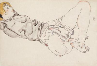 [Schiele - Reclining Woman with Blonde Hair] 