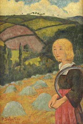 [Serusier - Young Breton Girl and Haystacks] 