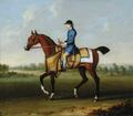 [A Bay Racehorse with Jockey Up]