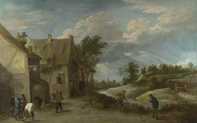 [Teniers - Peasants playing Bowls outside a Village Inn] 
