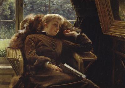 [Tissot - Reverie, Mrs Newton reclining in a Chair] 