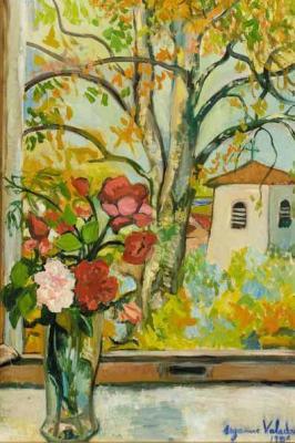 [Valadon - Bouquet of Flowers in Front of a Window in St Bernard] 