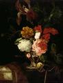 [A Rose, an Iris, Lilac and Other Flowers in a Vase with a Snail]