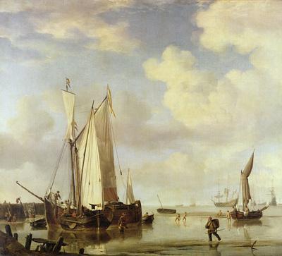 [Van de Velde - Dutch Vessels Inshore and Men Bathing] 