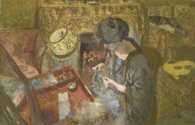 [Vuillard - The Small Drawing Room, Mme Hessel at Her Sewing Table] 