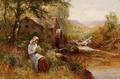 [A Young Girl picking Spring Flowers]