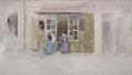 [Women and Children at a Shop Door]