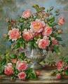 [English Elegance Roses in a Silver Vase]