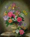 [Peonies and Irises in a Ceramic Vase]