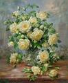 [Princess Diana Roses in a Cut Glass Vase]